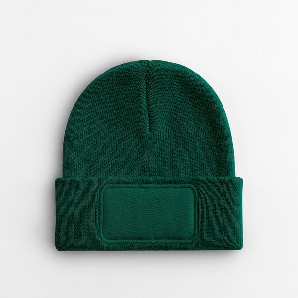 Dziecięca czapka beanie z naszywką - Bottle Green 