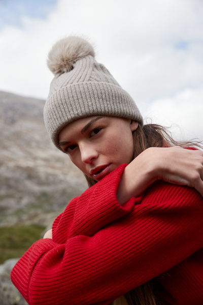 Czapka beanie Snow Luxe - Natural Stone