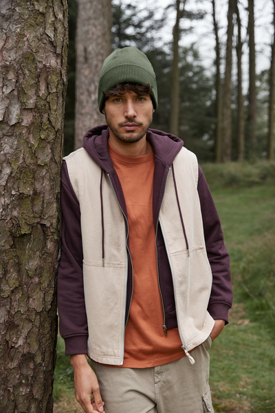 Miękka czapka typu beanie z podwinięciem - Olive Green