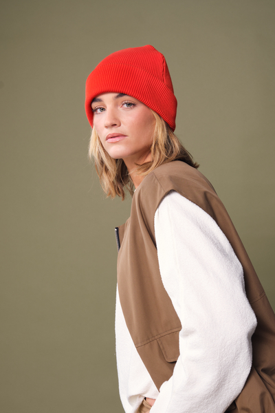 Miękka czapka typu beanie z podwinięciem - Sunset 