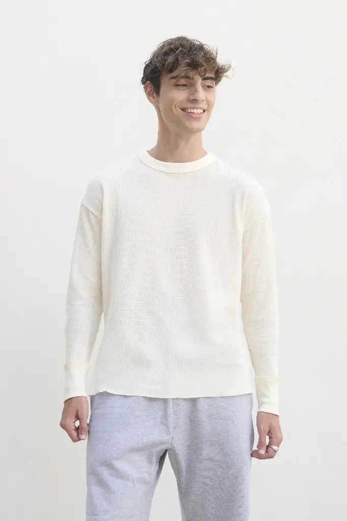 Uniseksowa koszulka termiczna z długim rękawem - Natural