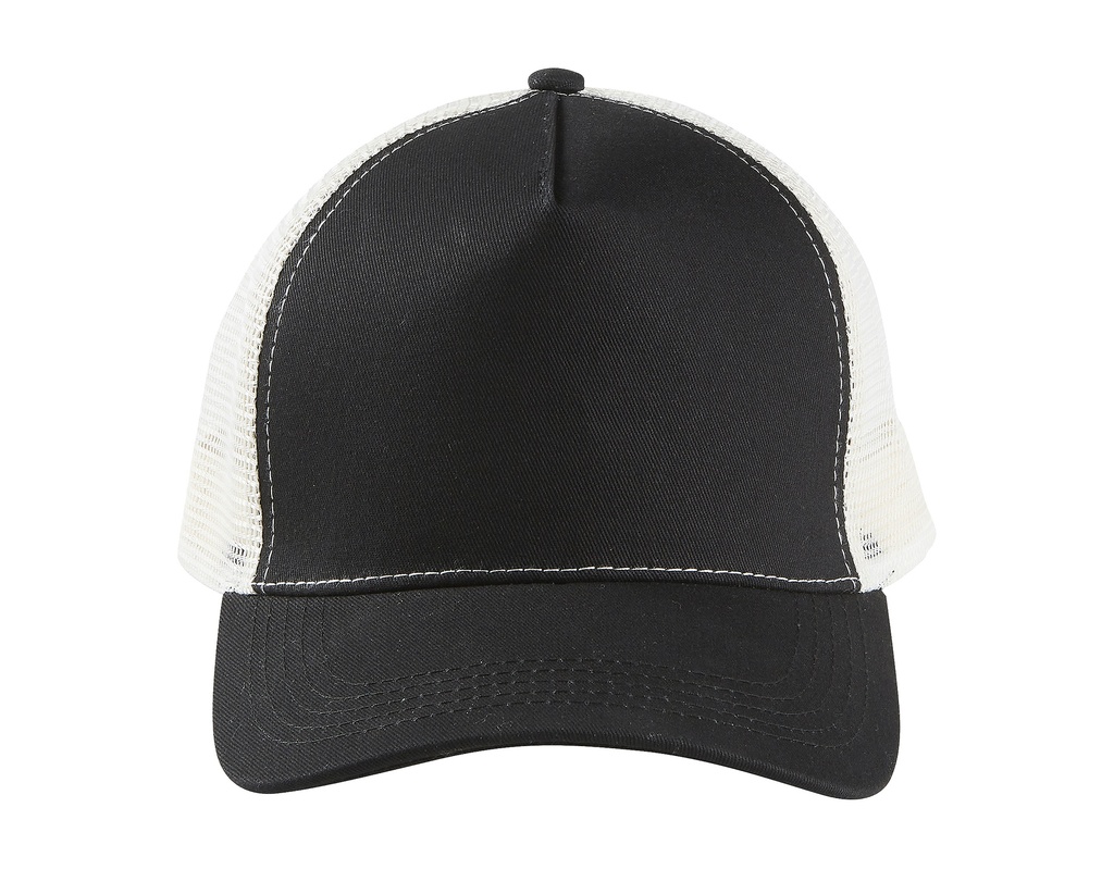 Czapka pięciopanelowa z regulacją - Black & Off White