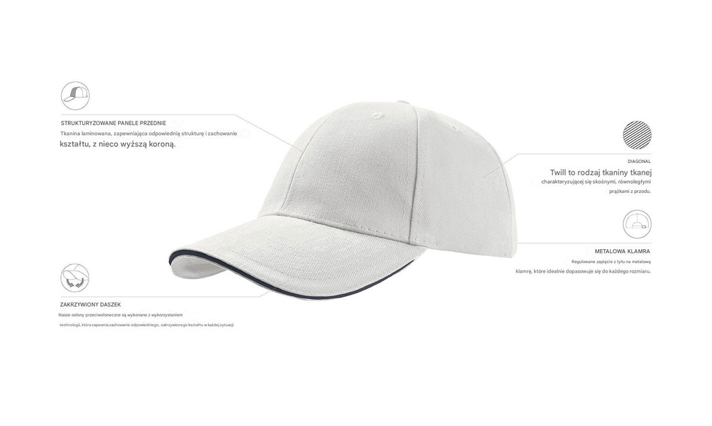 Czapka Start Five Sandwich - White & Navy