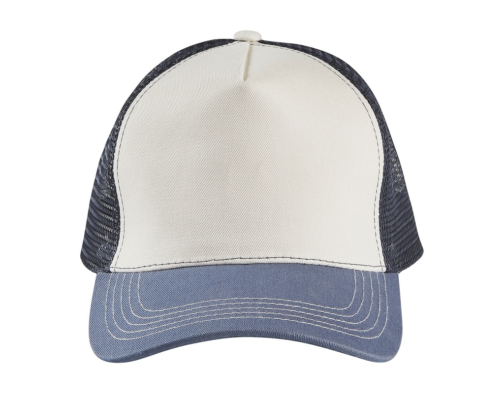 Czapka pięciopanelowa z regulacją - Off White & Denim & French Navy