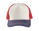 Czapka pięciopanelowa z regulacją - Off White & French Navy & Bright Red