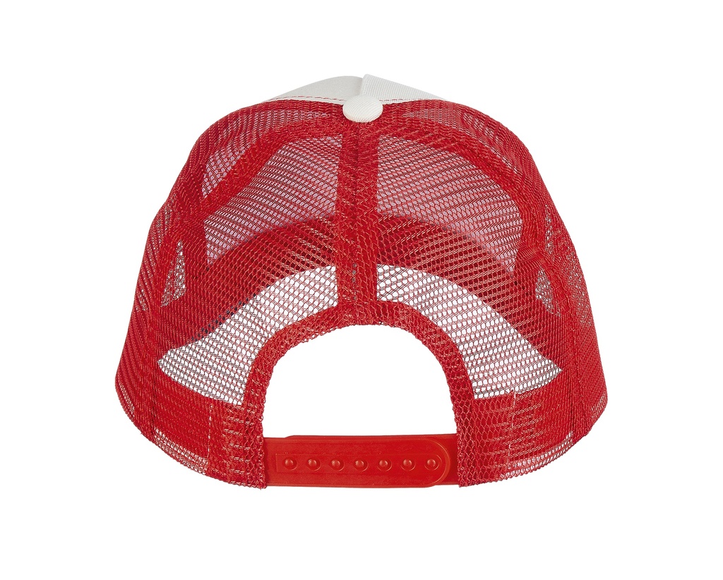 Czapka pięciopanelowa z regulacją - Off White & French Navy & Bright Red