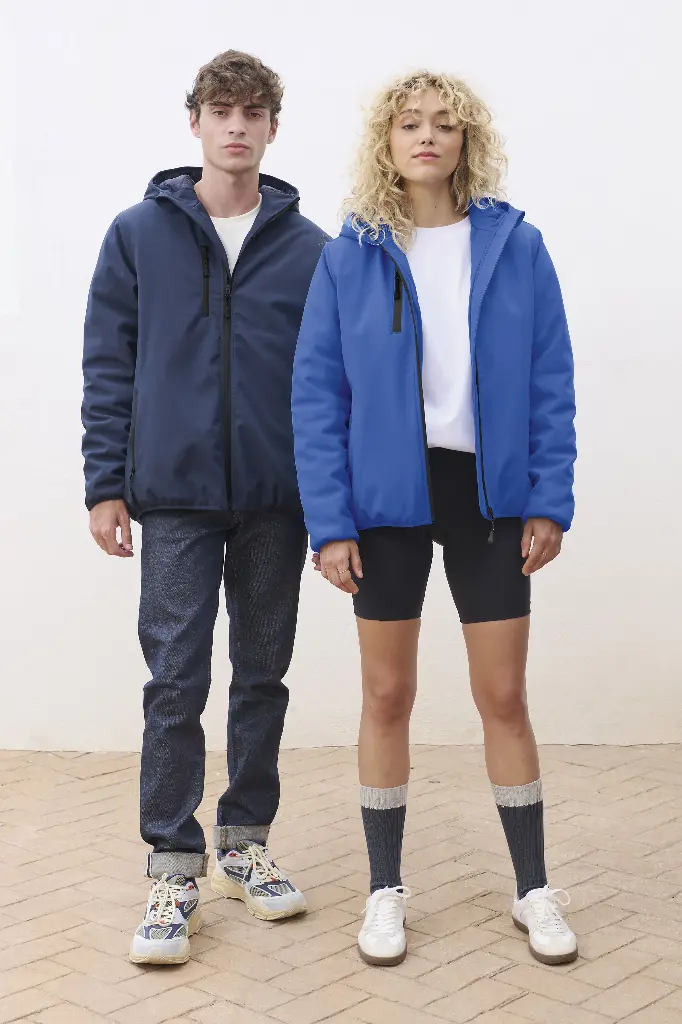 Damska pikowana kurtka softshellowa z kapturem - Abyss Blue