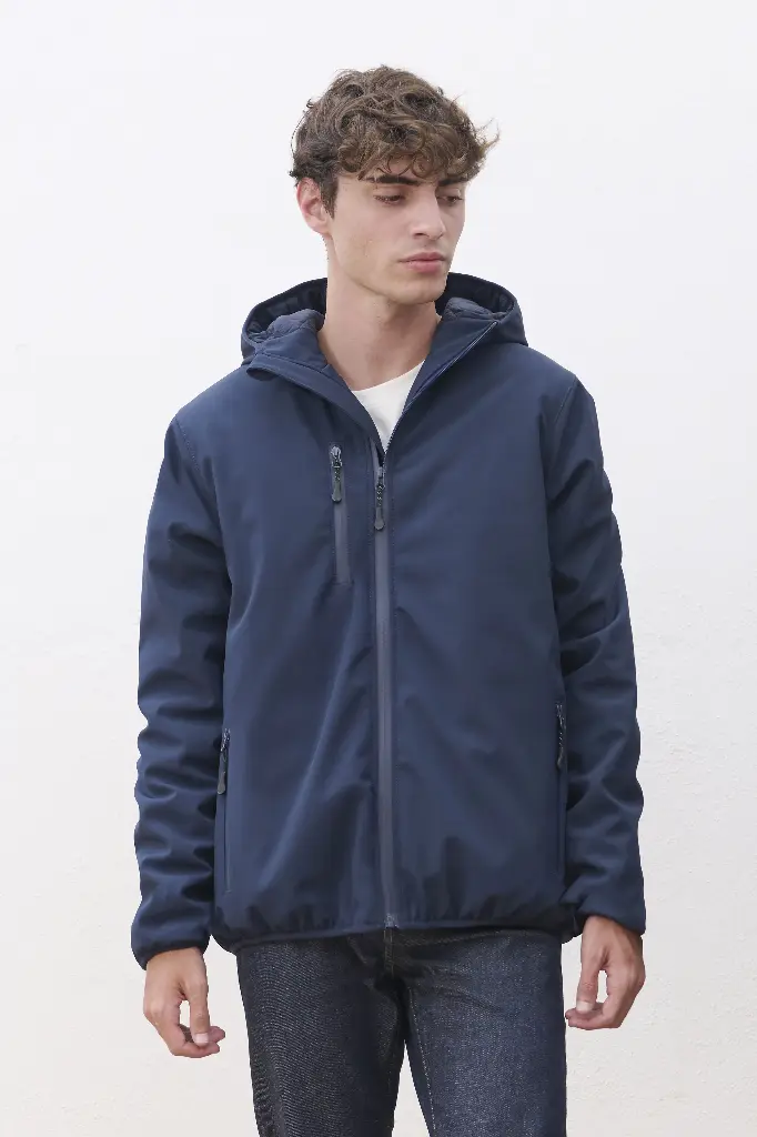 Męska pikowana kurtka softshellowa z kapturem - Charcoal Grey (Solid)