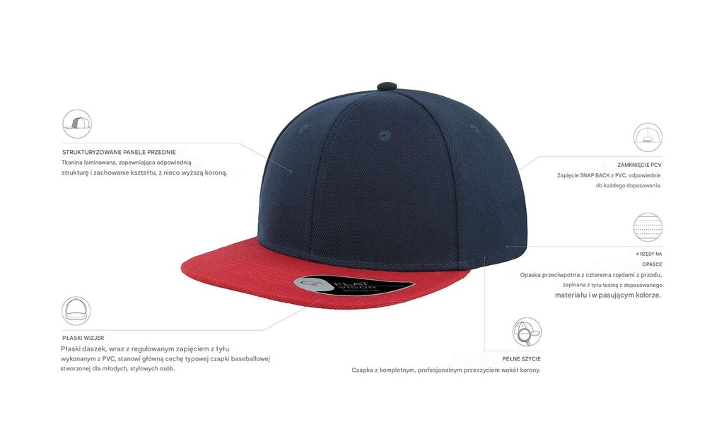 Czapka Snap Back - Navy & Red