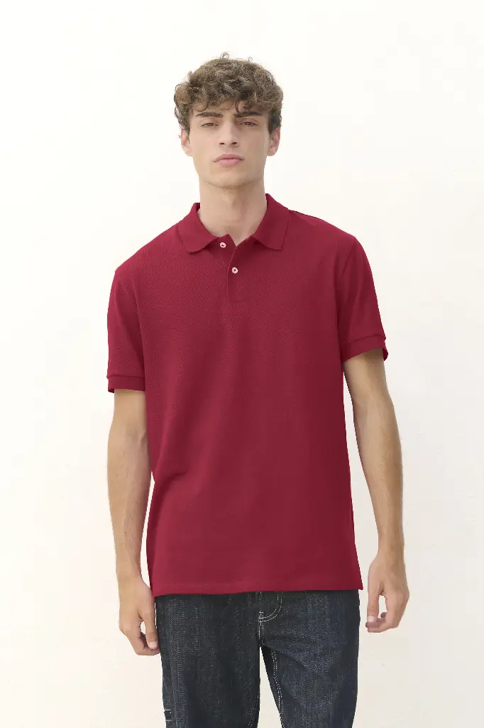 Koszulka polo unisex z krótkim rękawem - Folk Red