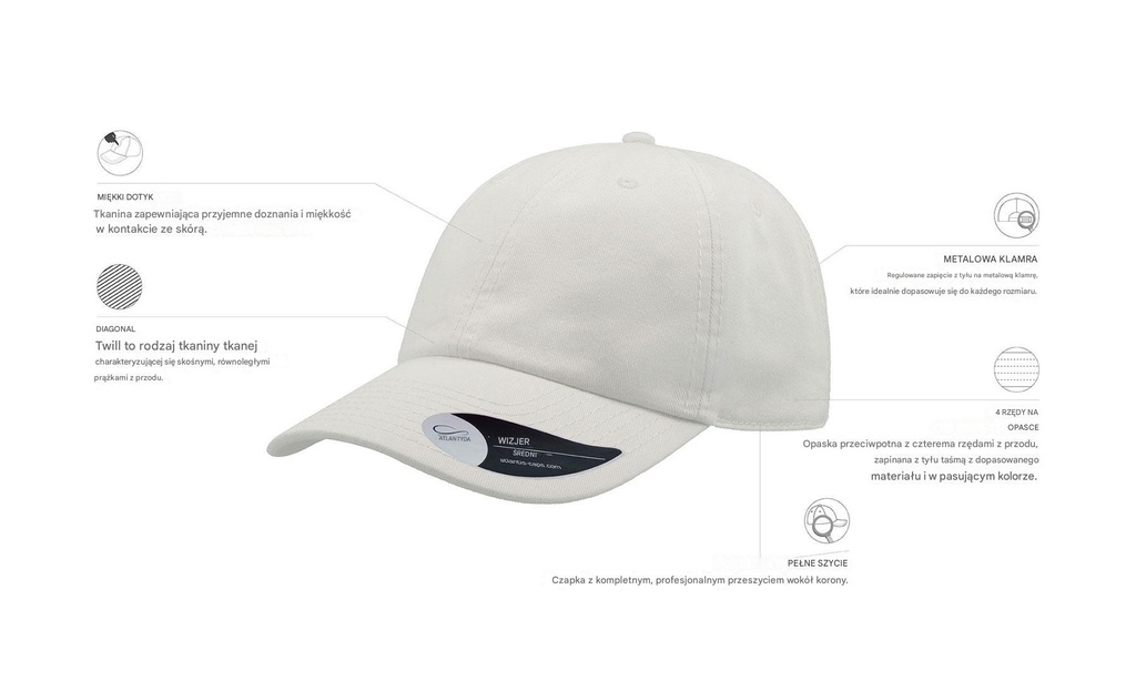 Czapka baseballowa Dad Hat - White