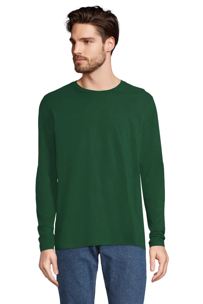 Męska koszulka z długim rękawem - Bottle Green