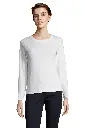 Damski t-shirt z długim rękawem, dopasowany - White