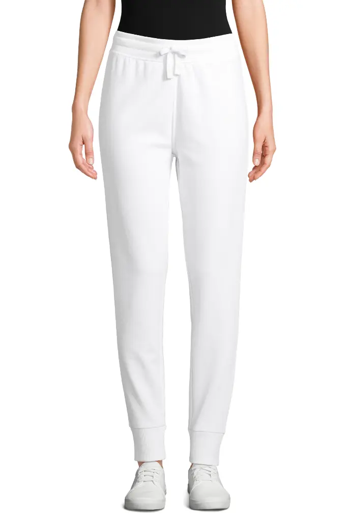 Damskie Dopasowane Spodnie Dresowe z Troczkiem - White