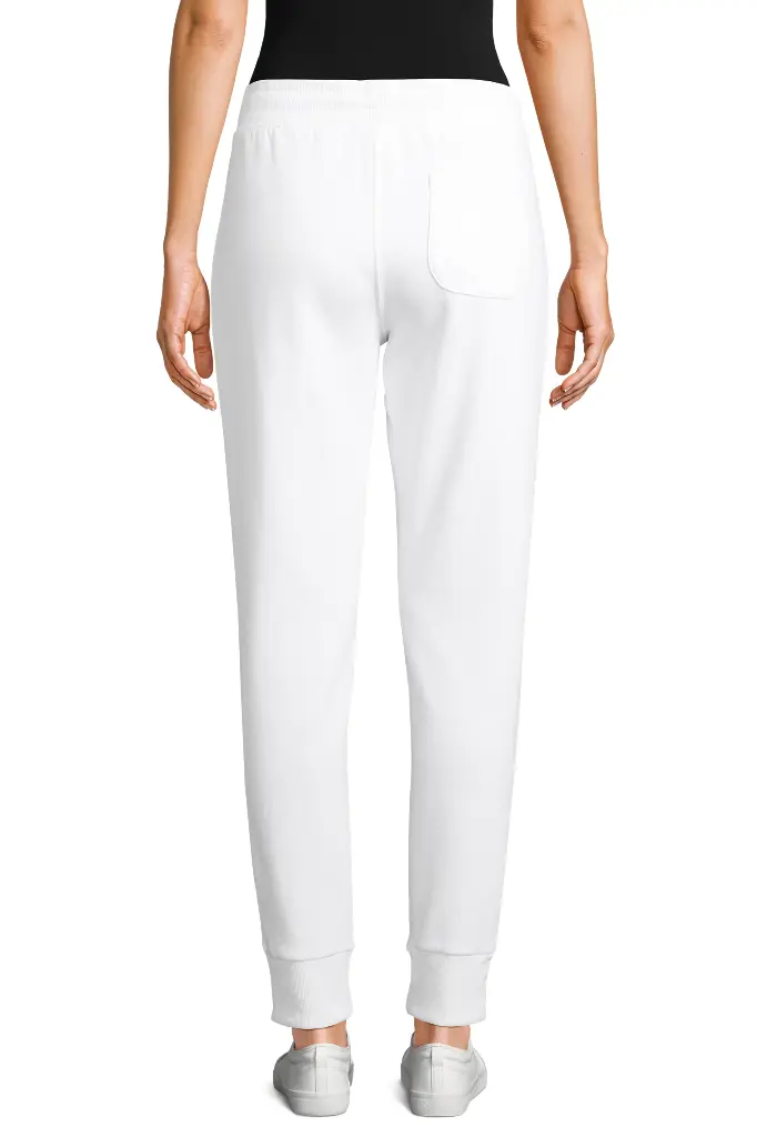 Damskie Dopasowane Spodnie Dresowe z Troczkiem - White