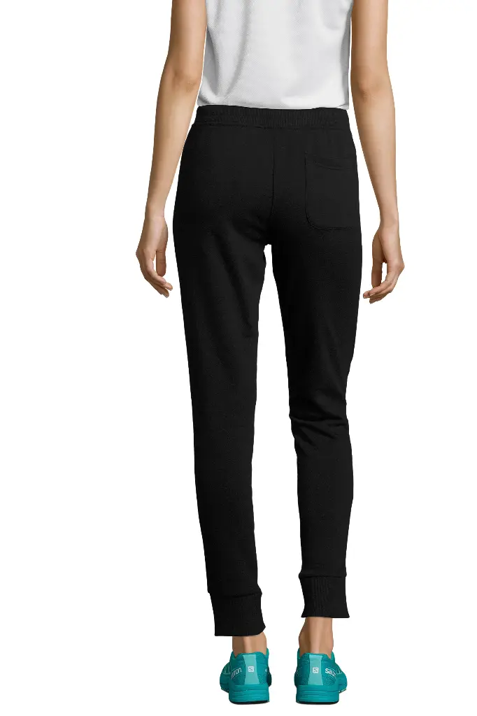 Damskie Dopasowane Spodnie Dresowe z Troczkiem - Black