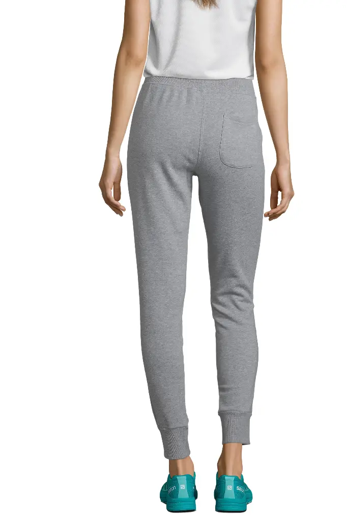 Damskie Dopasowane Spodnie Dresowe z Troczkiem - Grey Melange