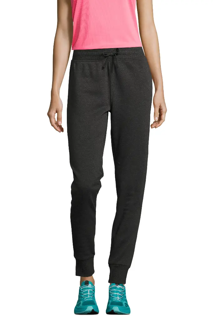 Damskie Dopasowane Spodnie Dresowe z Troczkiem - Charcoal Melange