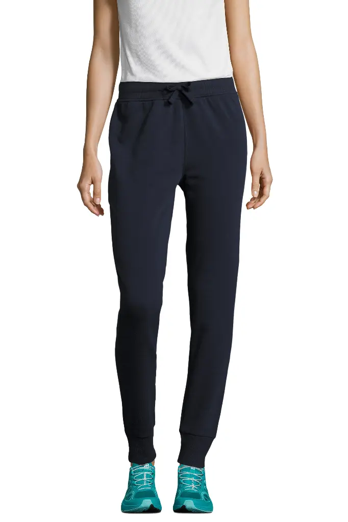 Damskie Dopasowane Spodnie Dresowe z Troczkiem - French Navy