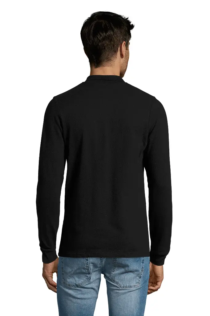 Męska koszulka polo z długim rękawem - Black