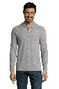 Męska koszulka polo z długim rękawem - Grey Melange