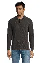 Męska koszulka polo z długim rękawem - Charcoal Melange