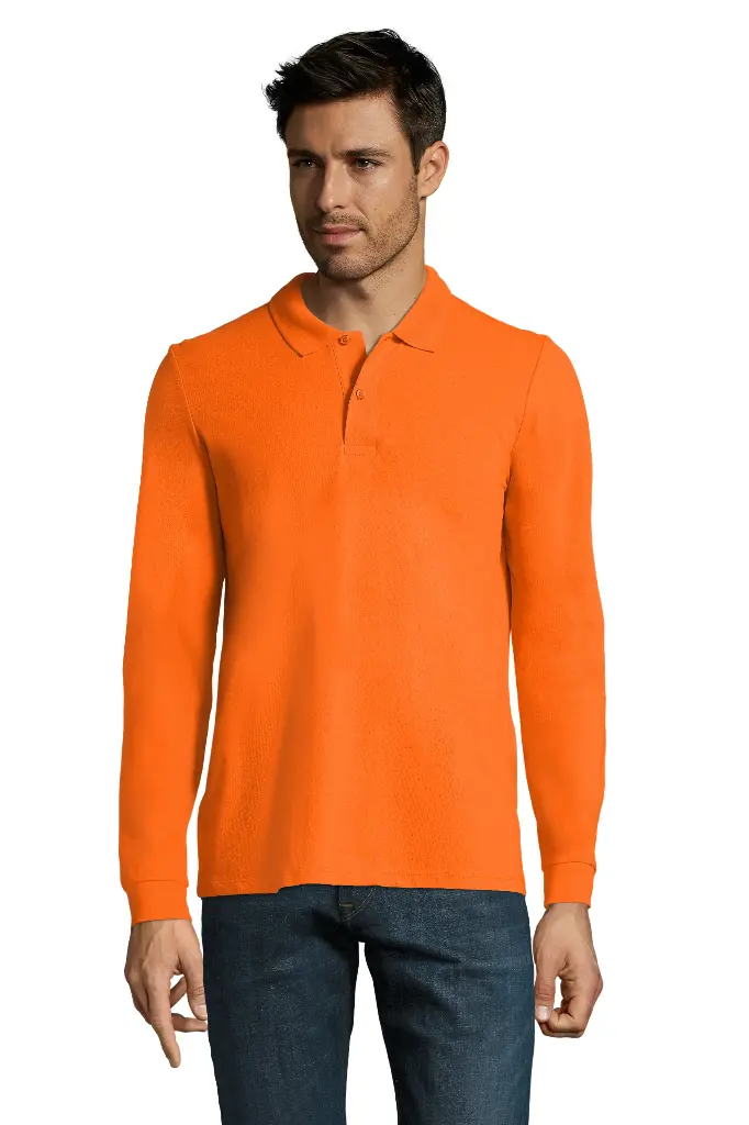 Męska koszulka polo z długim rękawem - Orange