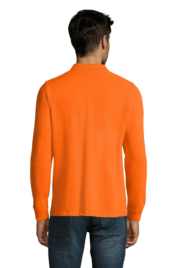 Męska koszulka polo z długim rękawem - Orange