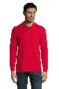 Męska koszulka polo z długim rękawem - Red