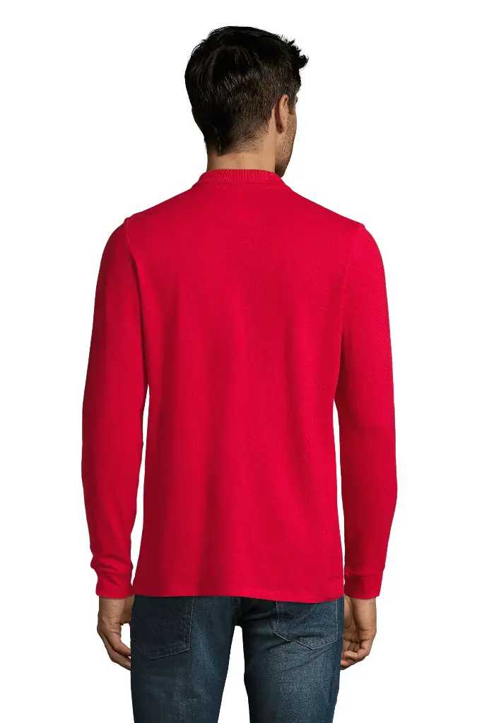Męska koszulka polo z długim rękawem - Red