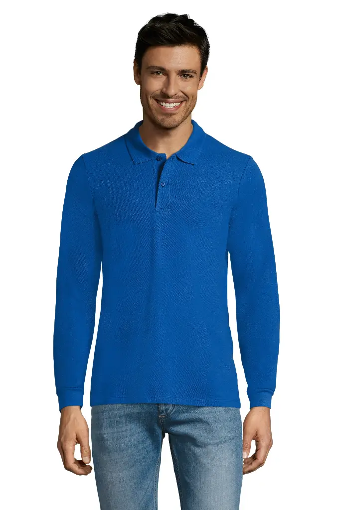 Męska koszulka polo z długim rękawem - Royal Blue 241