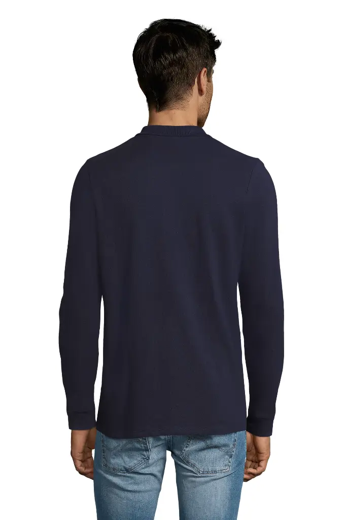 Męska koszulka polo z długim rękawem - French Navy
