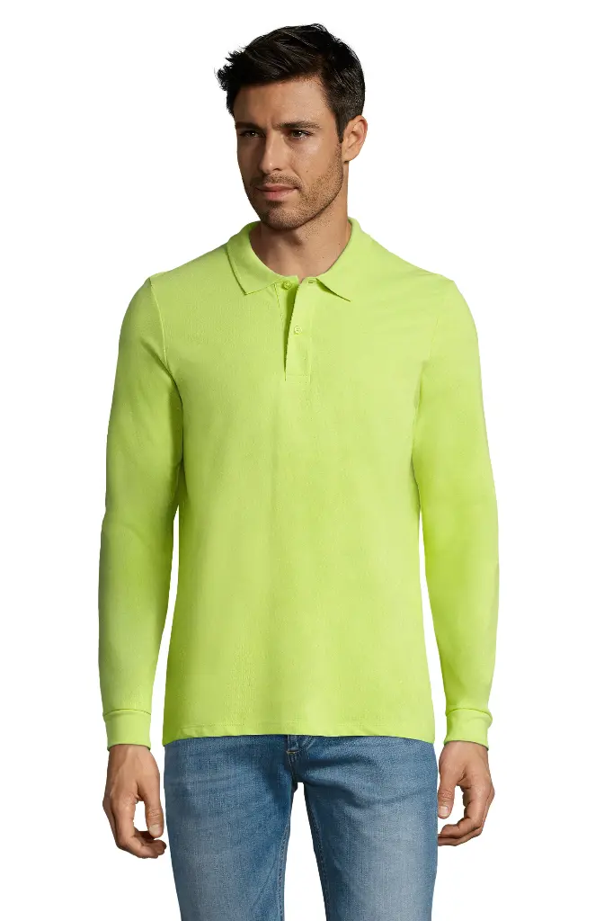 Męska koszulka polo z długim rękawem - Apple Green