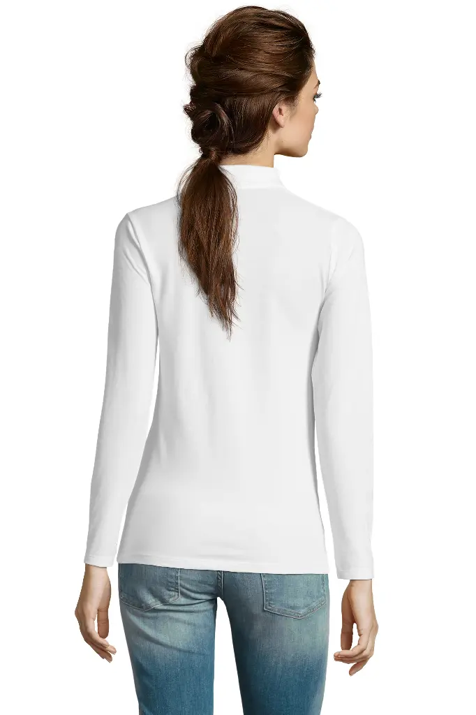 Damska koszulka polo z długim rękawem - White