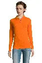 Damska koszulka polo z długim rękawem - Orange