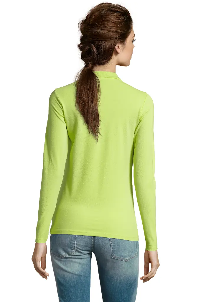 Damska koszulka polo z długim rękawem - Apple Green