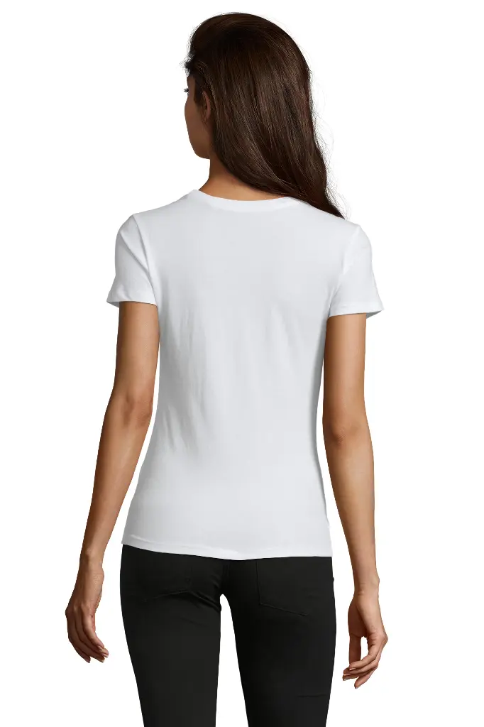 Damski T-shirt z Okrągłym Dekoltem - White