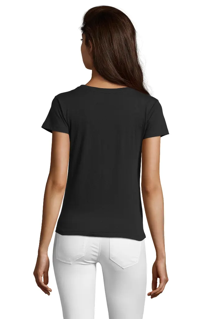Damski T-shirt z Okrągłym Dekoltem - Deep Black