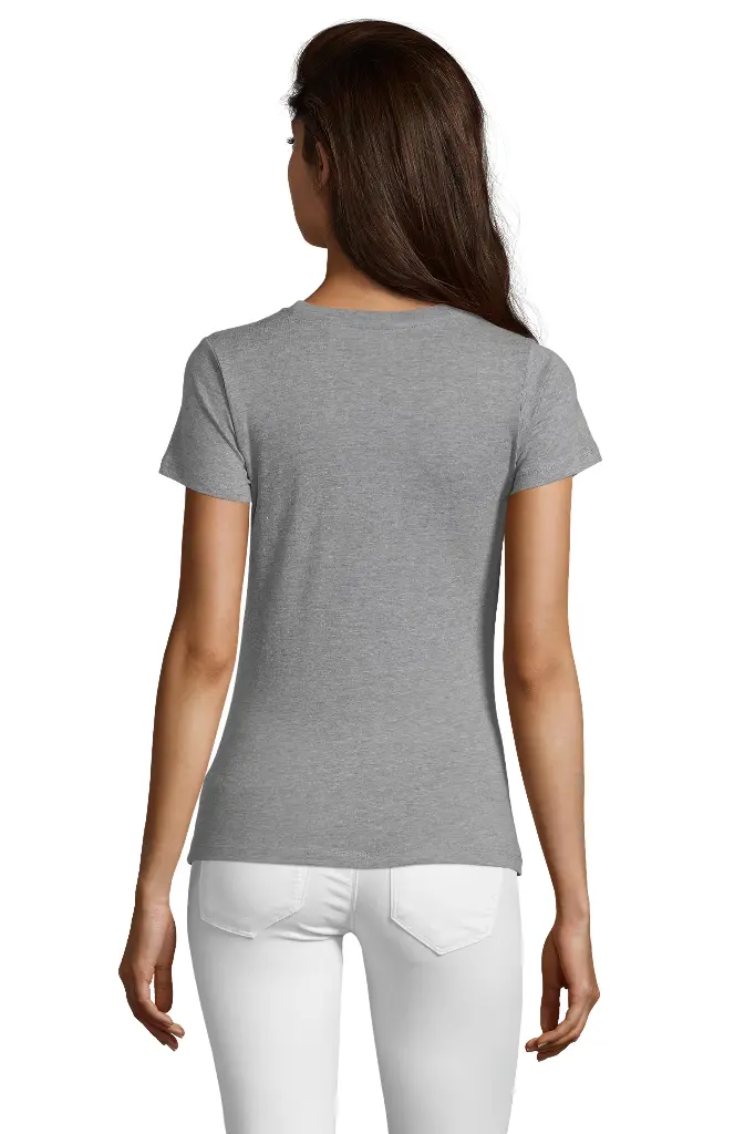 Damski T-shirt z Okrągłym Dekoltem - Grey Melange