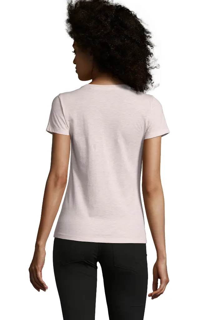 Damski T-shirt z Okrągłym Dekoltem - Heather Pink