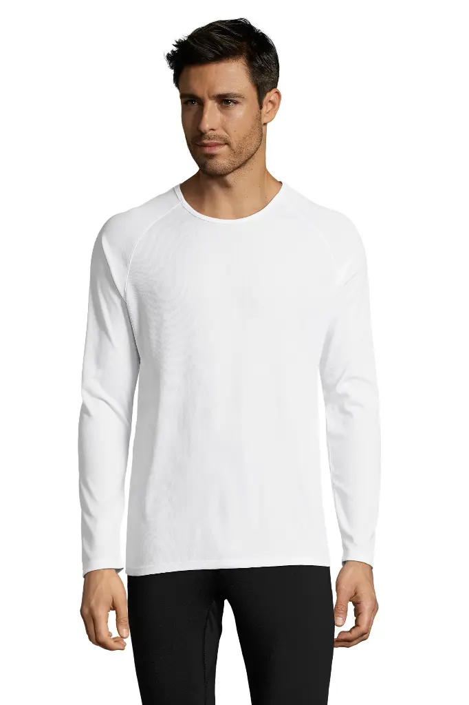 Męska koszulka sportowa z długim raglanowym rękawem - White