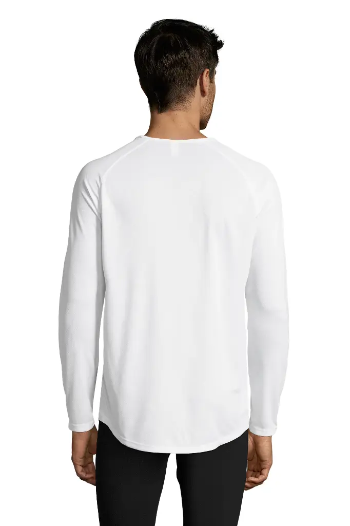 Męska koszulka sportowa z długim raglanowym rękawem - White