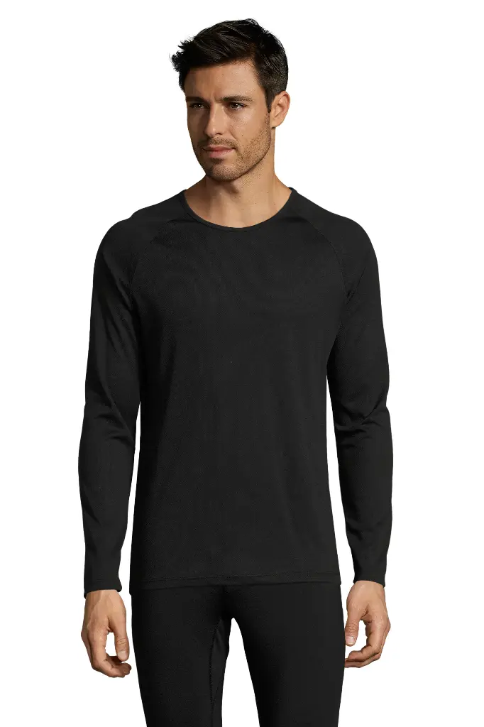 Męska koszulka sportowa z długim raglanowym rękawem - Black