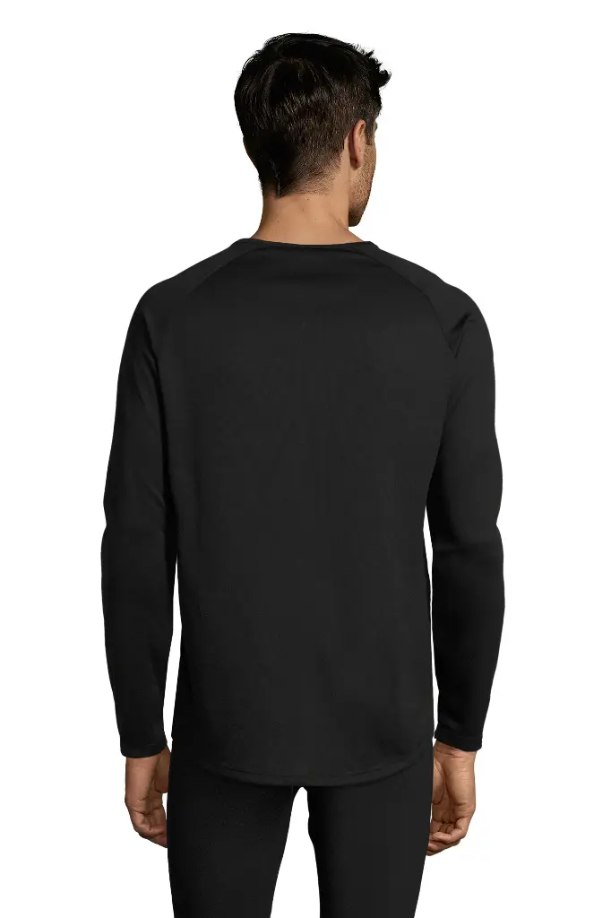 Męska koszulka sportowa z długim raglanowym rękawem - Black
