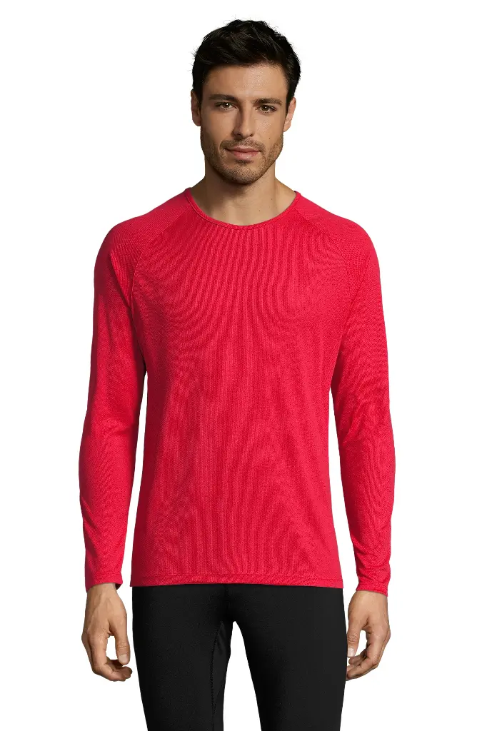 Męska koszulka sportowa z długim raglanowym rękawem - Red