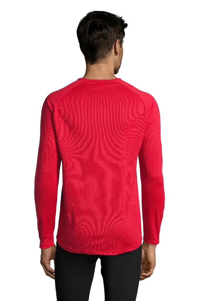 Męska koszulka sportowa z długim raglanowym rękawem - Red