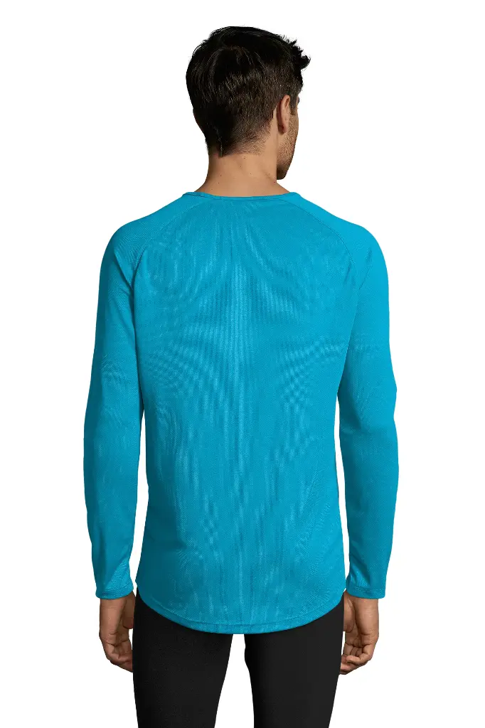 Męska koszulka sportowa z długim raglanowym rękawem - Aqua