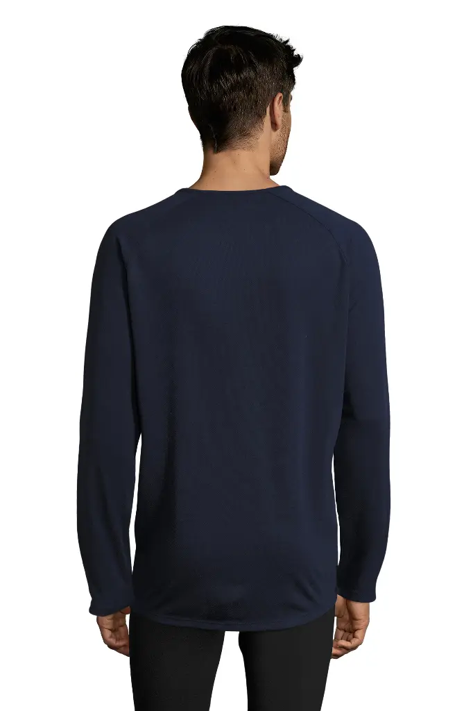 Męska koszulka sportowa z długim raglanowym rękawem - French Navy
