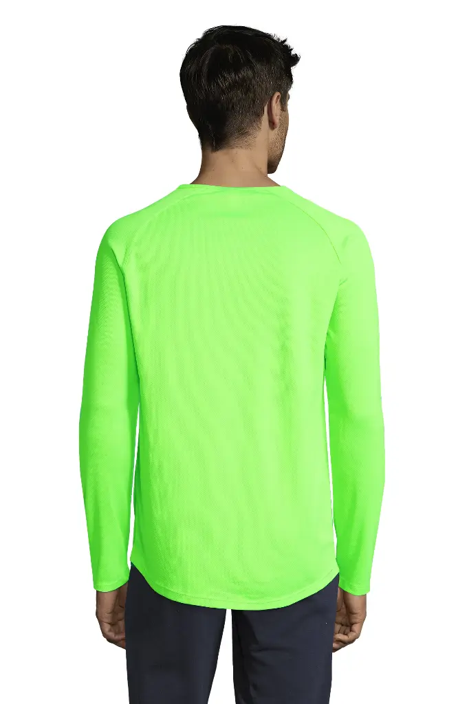 Męska koszulka sportowa z długim raglanowym rękawem - Neon Green