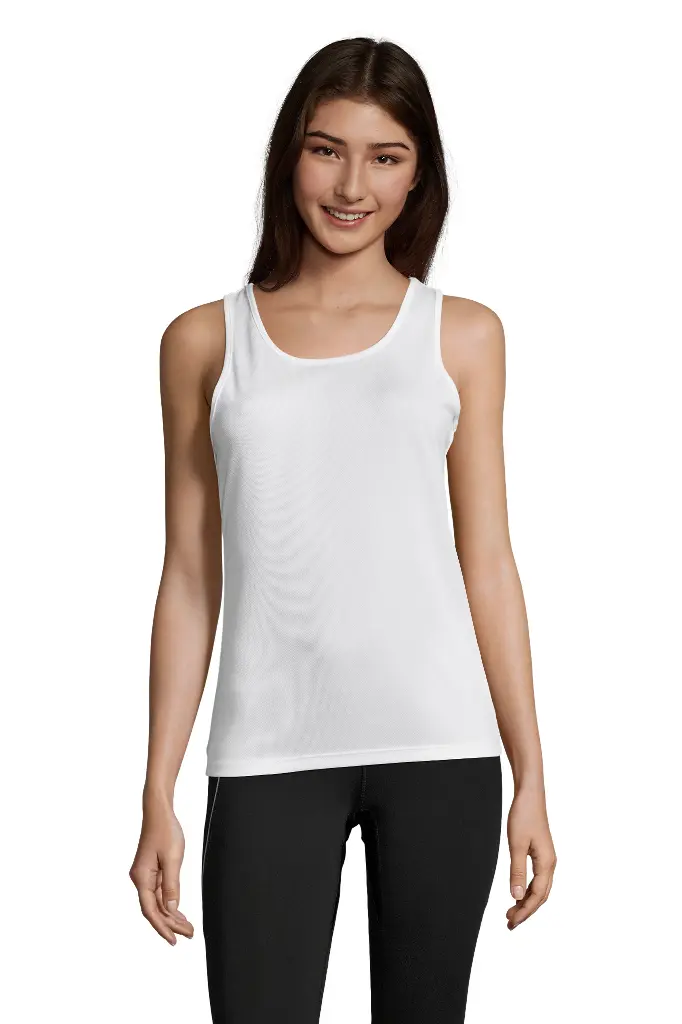 Damski top sportowy bez rękawów - White